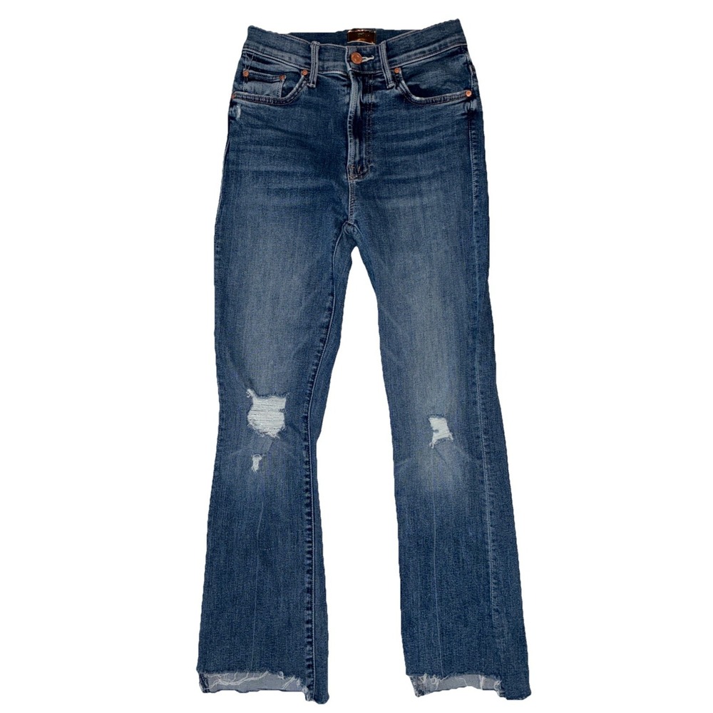 Mother The Insider Crop Step Chew Jeans Size 24 Blue Cropped Fray  Raw Hem